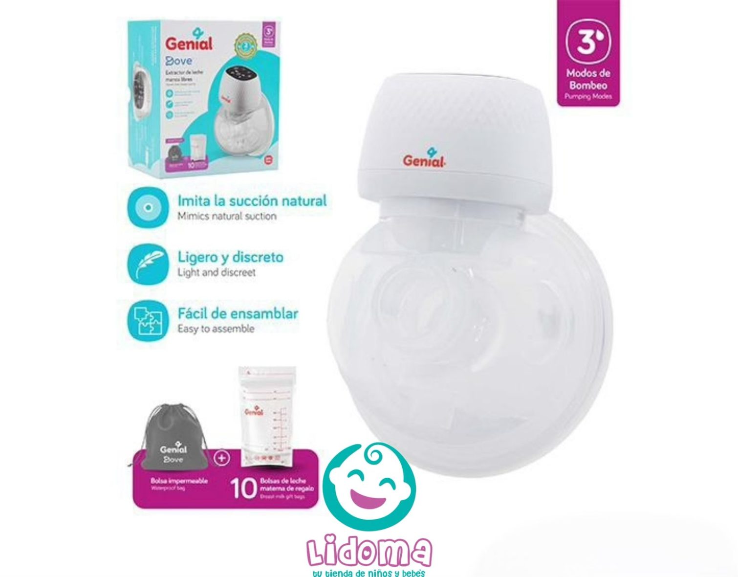 EXTRACTOR DE LECHES MANOS LIBRE GENIAL GN-YD1198