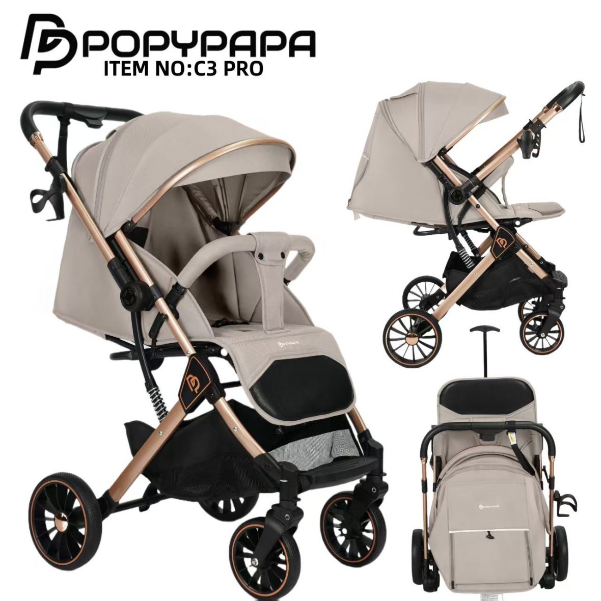 COCHE REVERSIBLE CREMA POPYPAPA 50001C