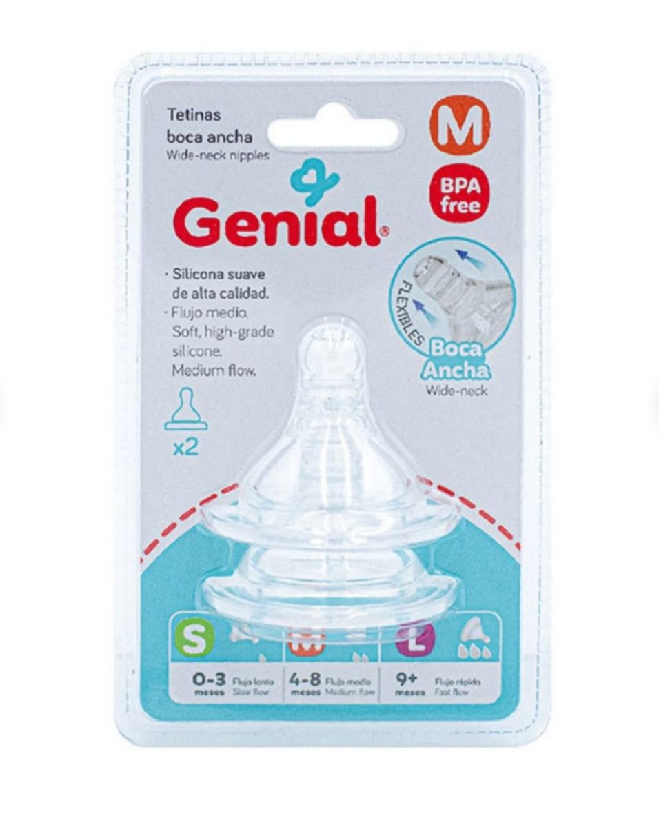 SET DE TETERA 2 PIEZAS BOCA ANCHA GENIAL GN-NP382S