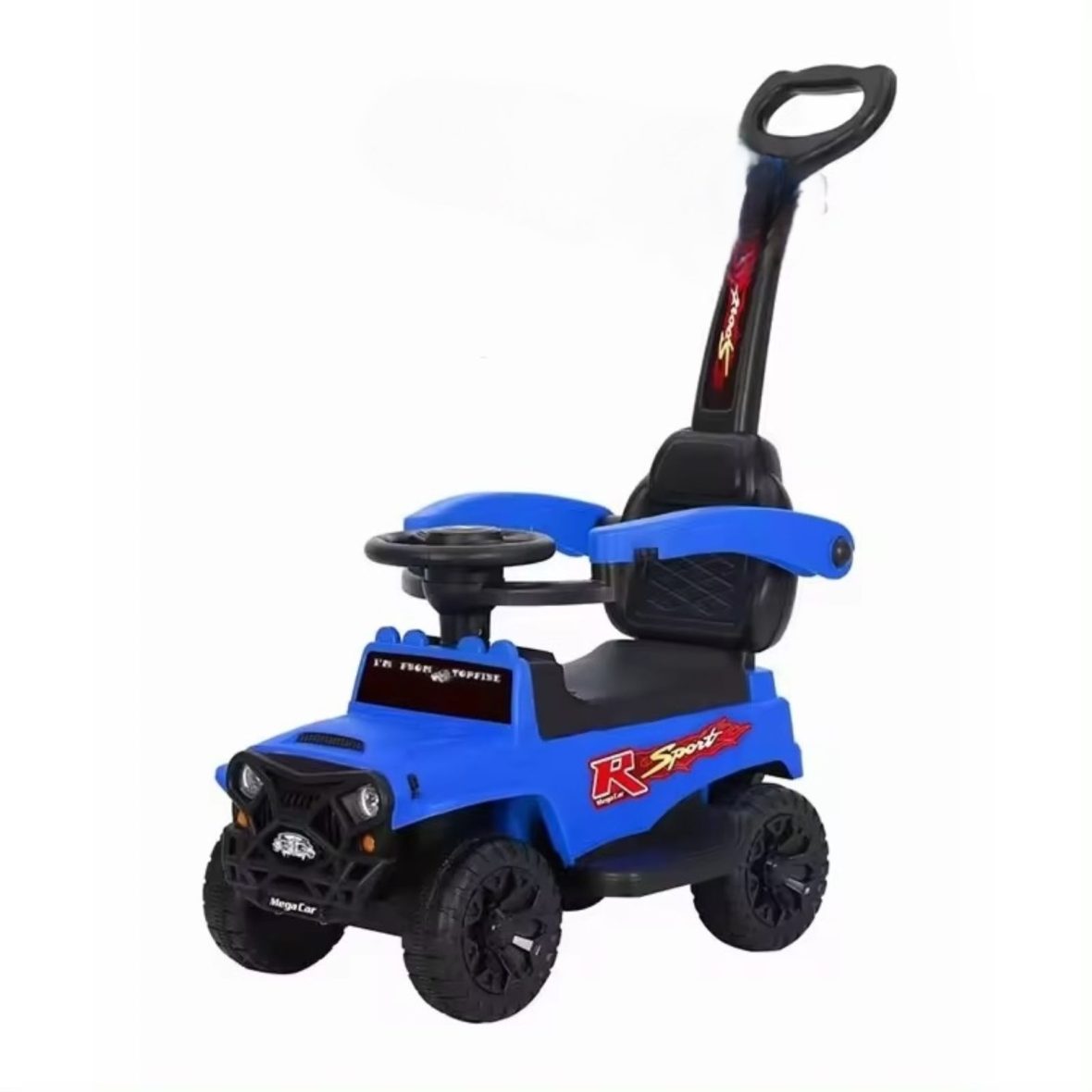 CARRO ANDADOR JEEP CON EMPUJADOR AZUL CAR906