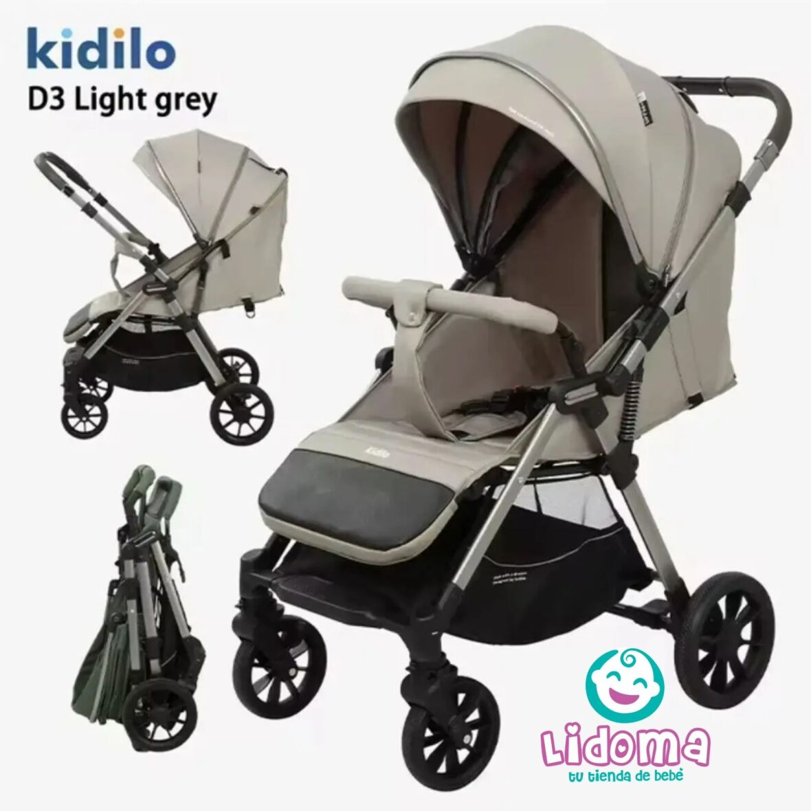 COCHE REVERSIBLE GRIS KIDILO D3 PR-74G